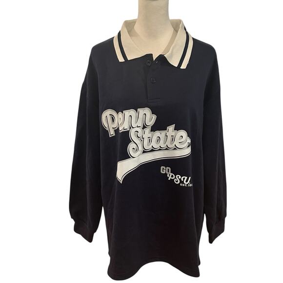 Game Day Couture Penn State Blue and White Collared Sweatshirt Small - Picture 1 of 3